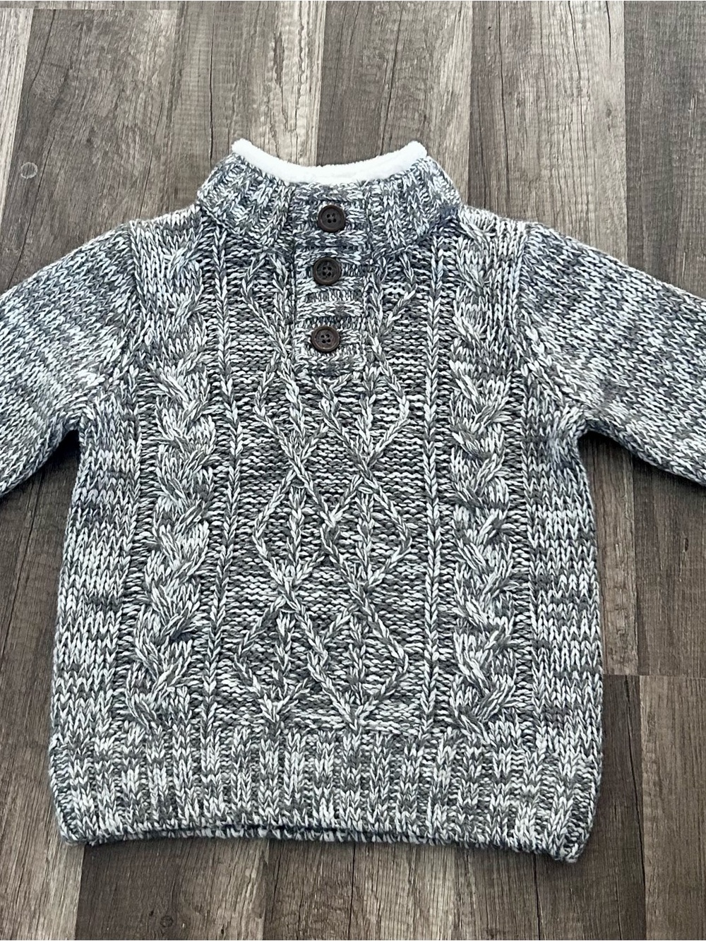 Little Lad 3T Gray Cable-Knit Sweater